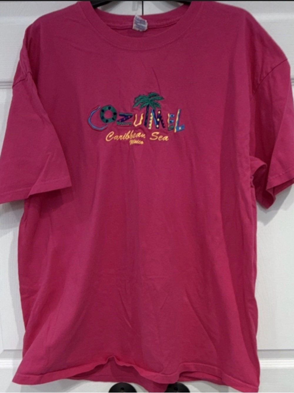 Cozumel Caribbean Sea Mexico Pink‎ Embroidered Cotton 2XL T-Shirt